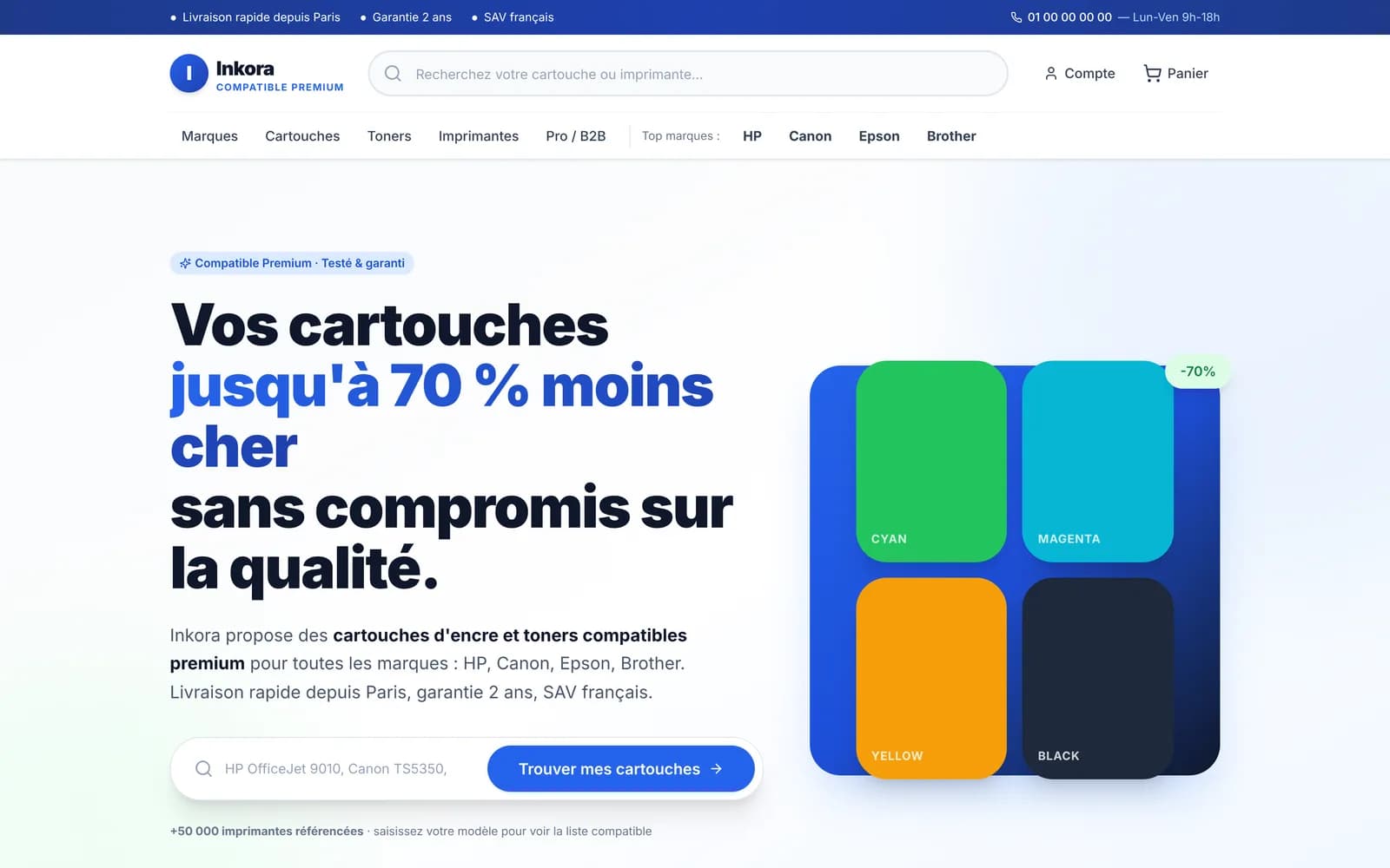 Page d'accueil de la boutique Inkora